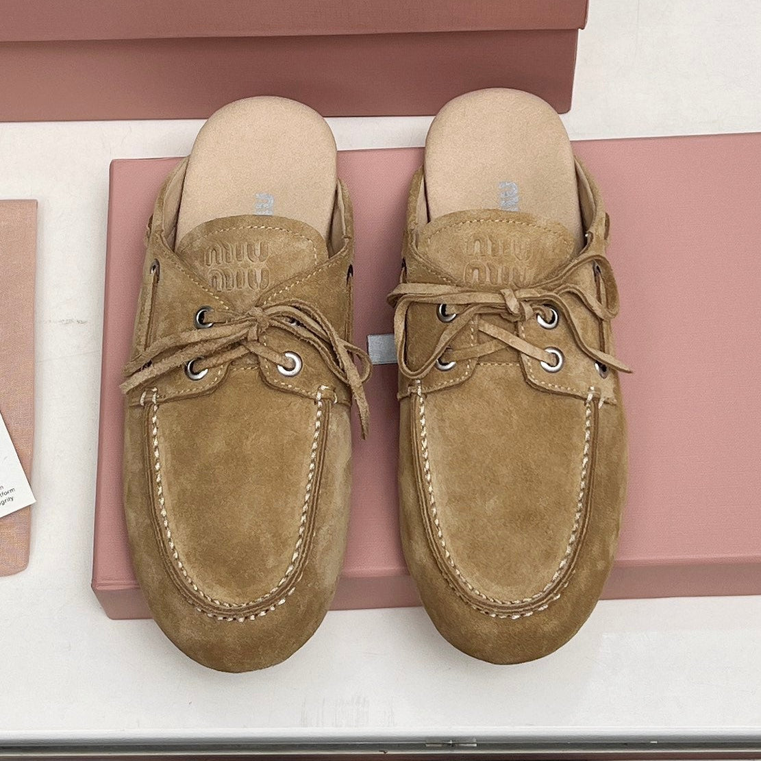 Miumiu 2026 Faded Mules Light Brown Suede 326958
