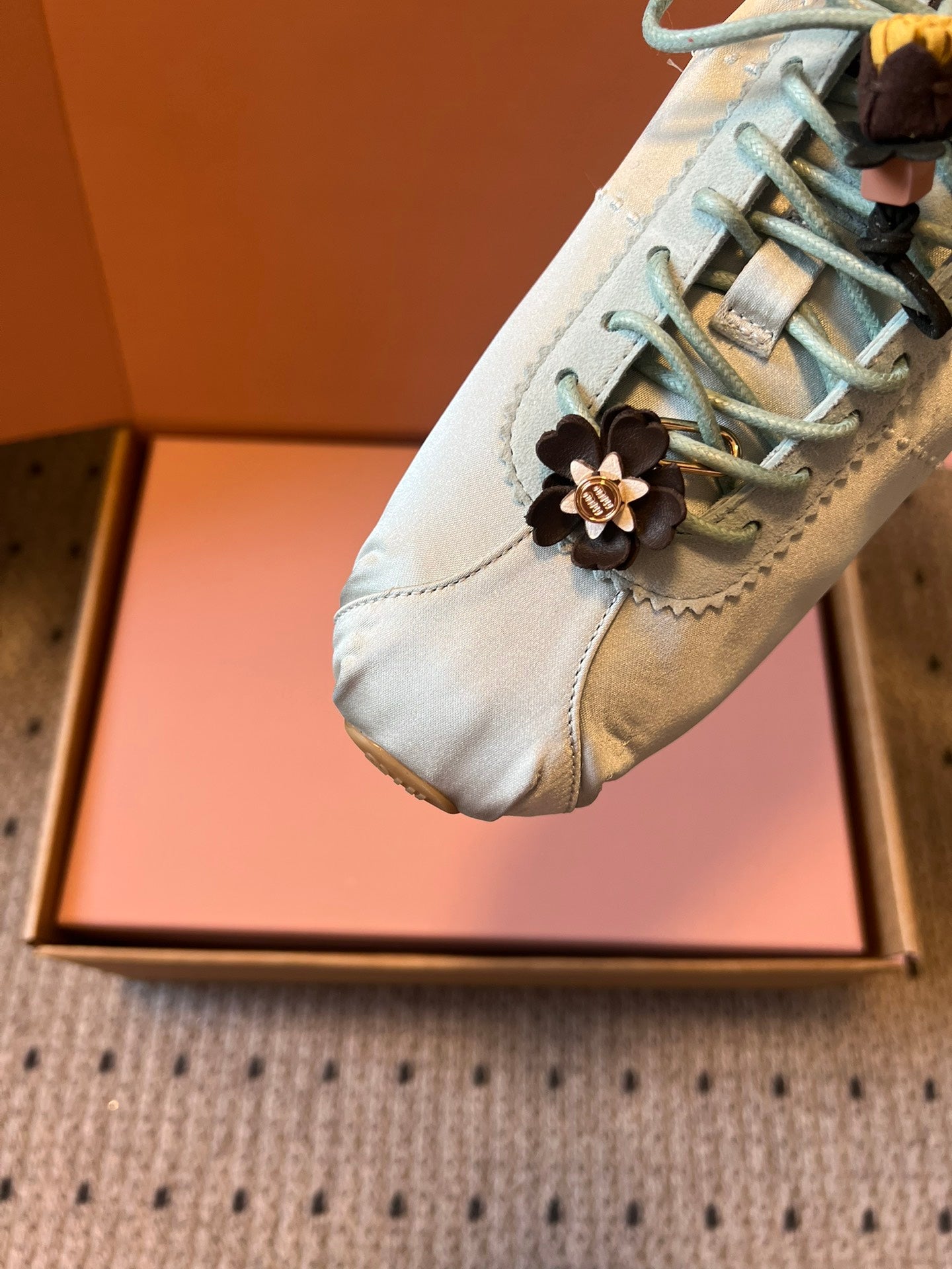 Miu Miu 2026 Plume Sneaker With Floral Charm Satin 621342
