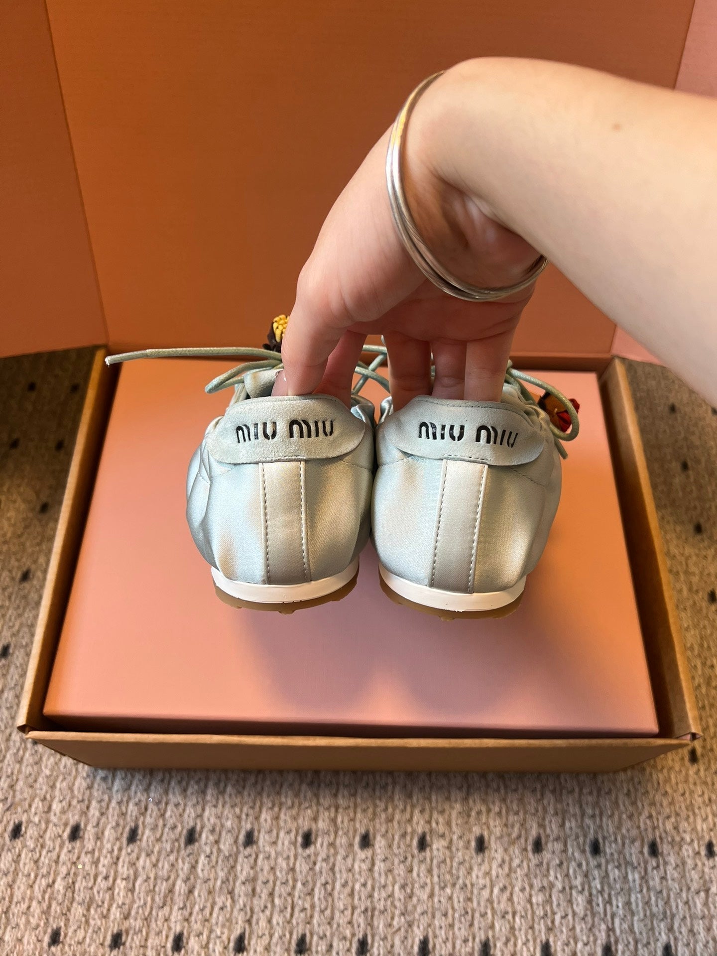 Miu Miu 2026 Plume Sneaker With Floral Charm Satin 621342