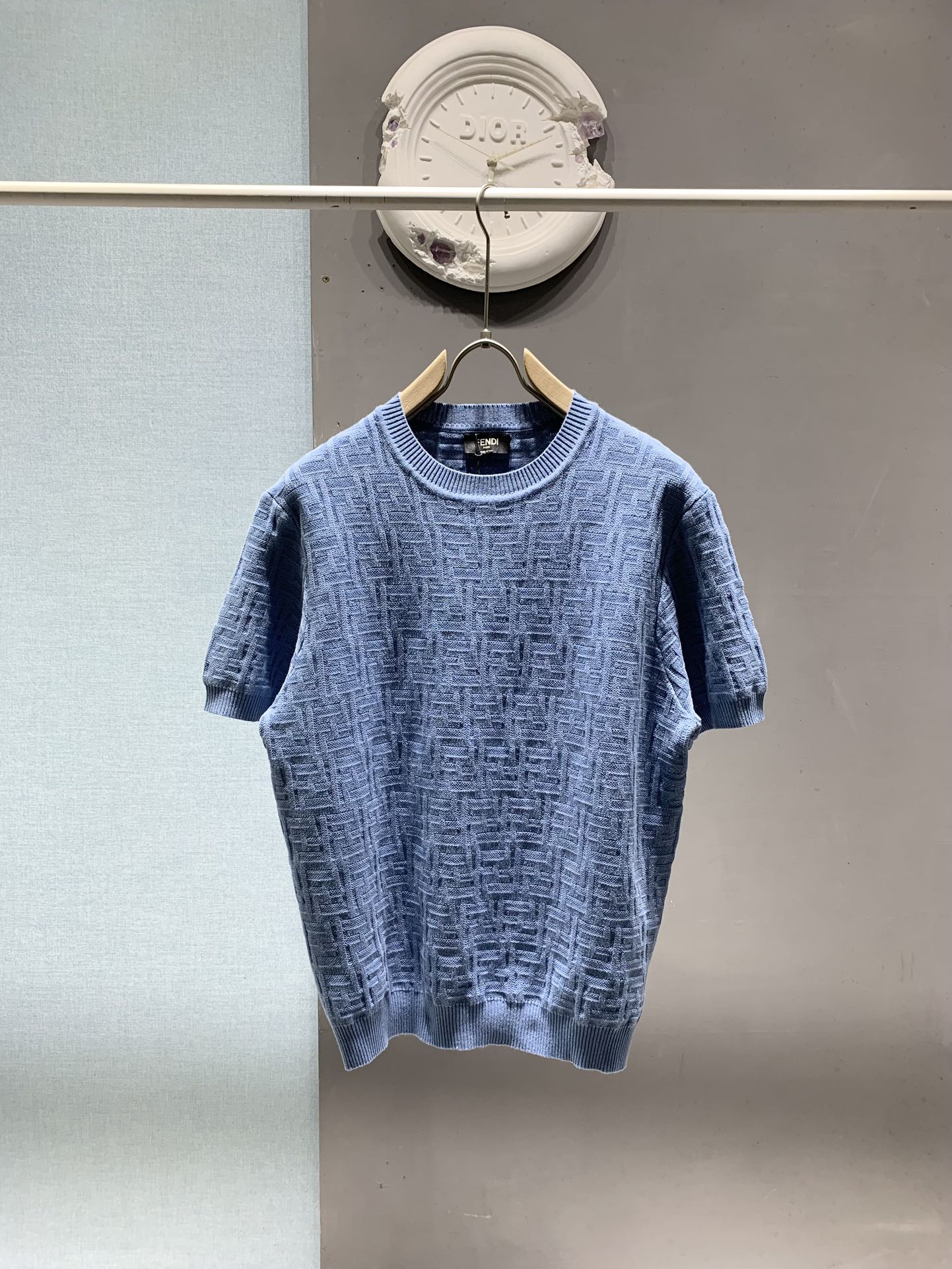 Fendi 2026 Men's Jacquard T-shirt Cotton Knit 801438