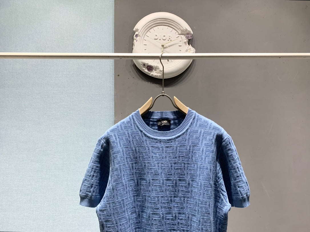 Fendi 2026 Men's Jacquard T-shirt Cotton Knit 801438