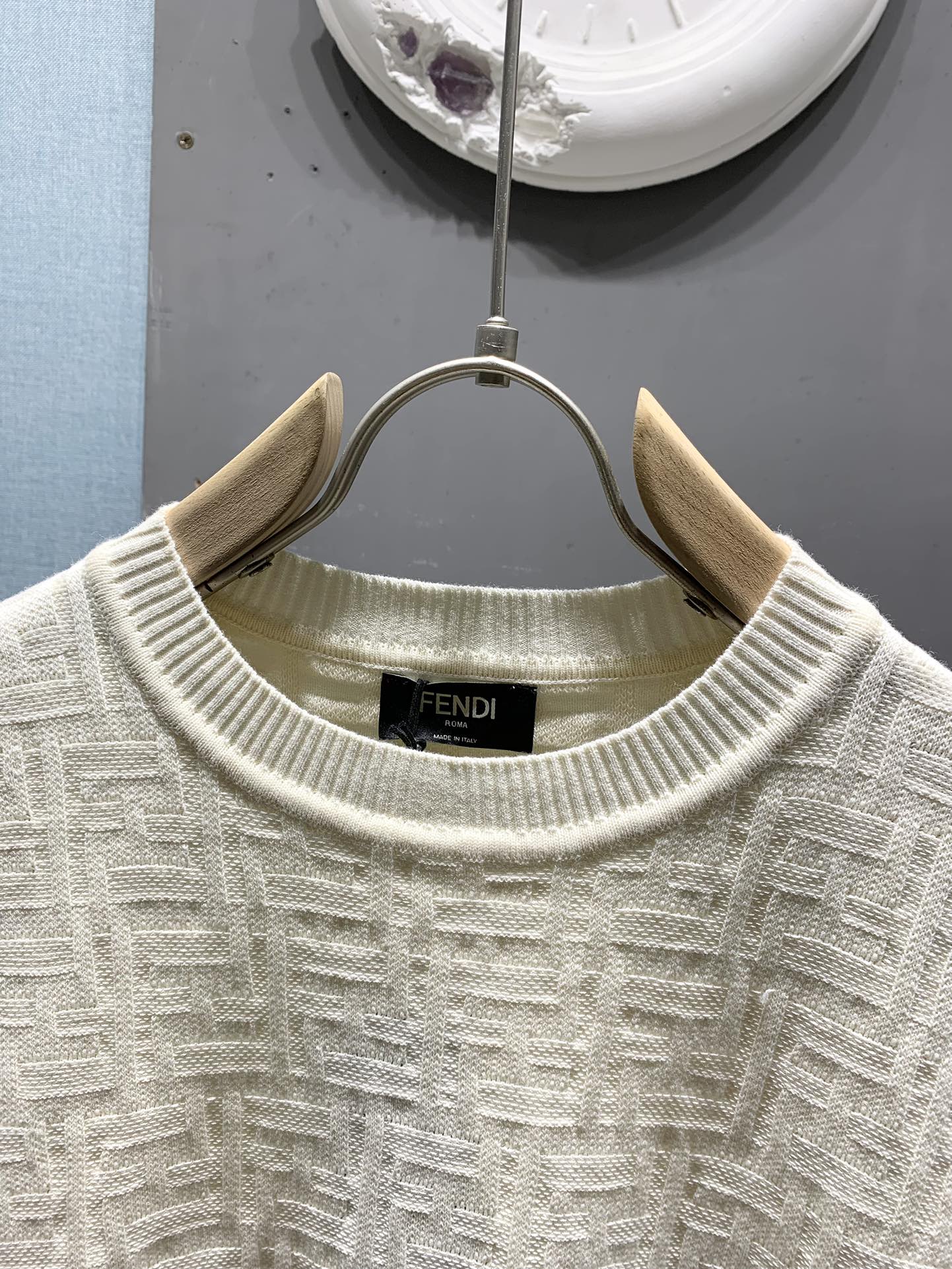 Fendi 2026 Men's Jacquard T-shirt Cotton Knit 801438