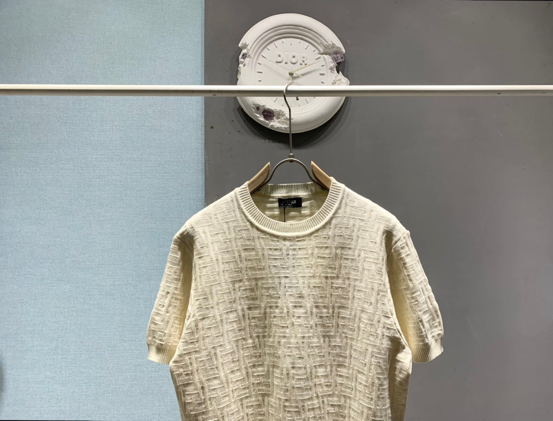 Fendi 2026 Men's Jacquard T-shirt Cotton Knit 801438