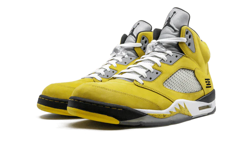 Nike Air Jordan 5 Bright Yellow Suede Mesh