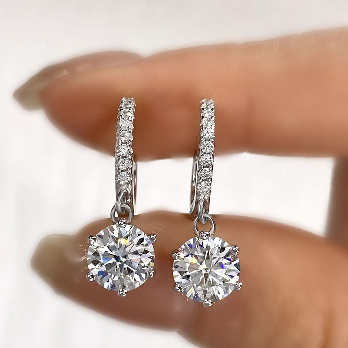 24C ROCK SUGAR DOUBLE C GOLD DIAMONDS EARRINGS #CAU3740