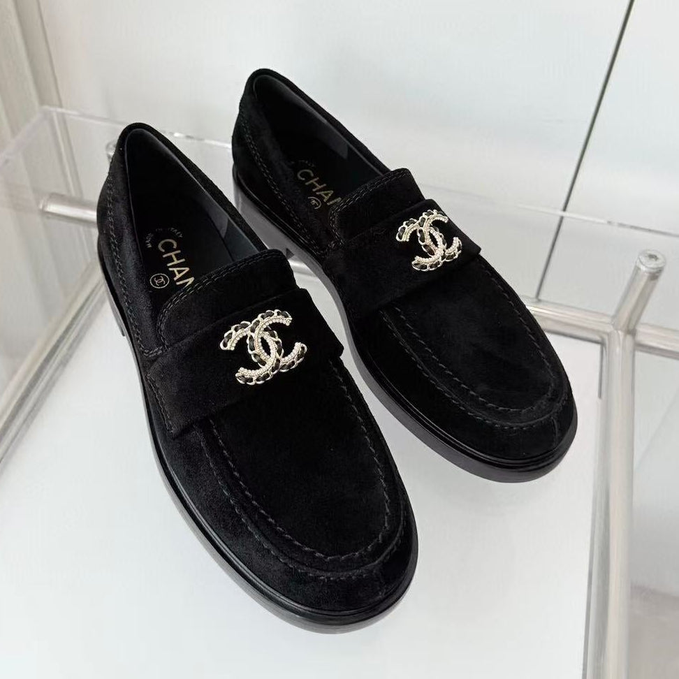 Chanel 2025 Loafer Black Suede