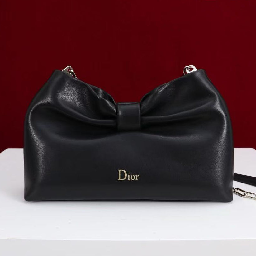 Dior 2026 Bow Bag 27cm Black Lambskin