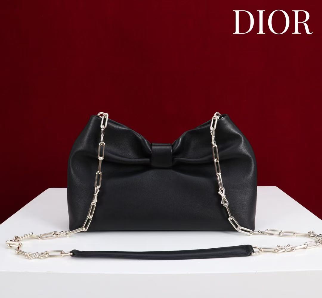 Dior 2026 Bow Bag 27cm Black Lambskin