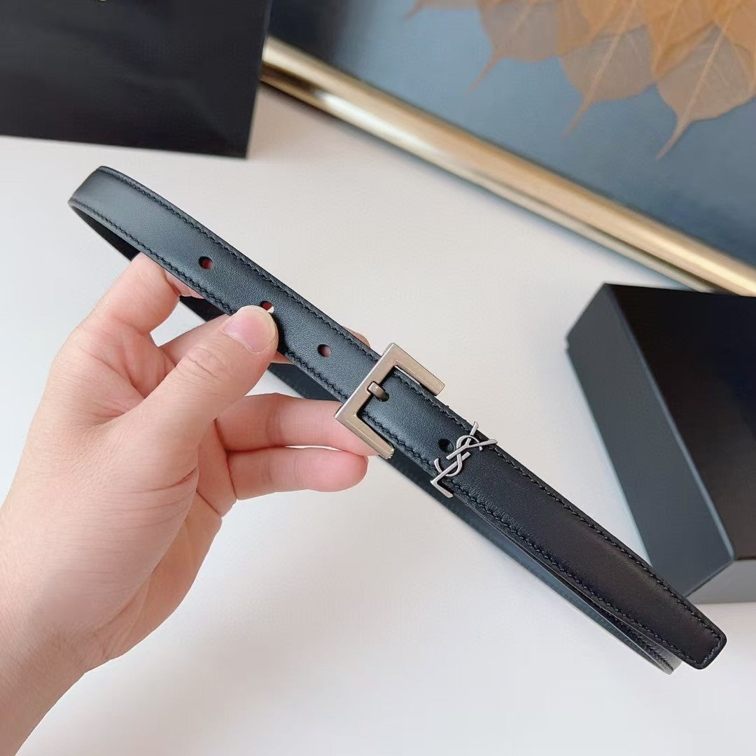 Saint Laurent Cassandre Leather Belt