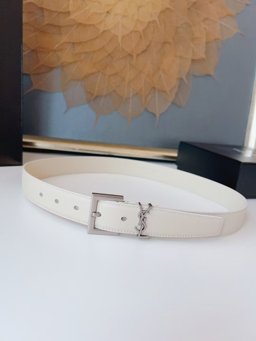Saint Laurent Cassandre Leather Belt
