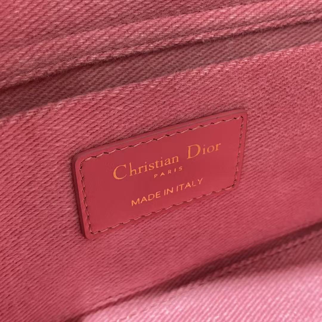 Dior 2026 Lady D-Joy Bag 26cm Pink with Pink Logo Denim Leather