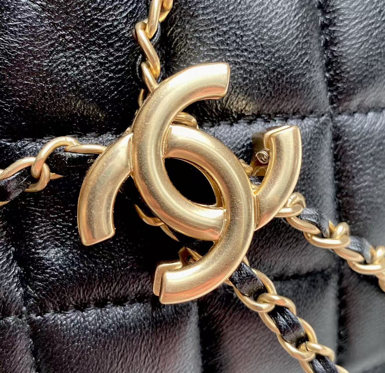 Chanel Bucket Bag 24cm Black Lambskin