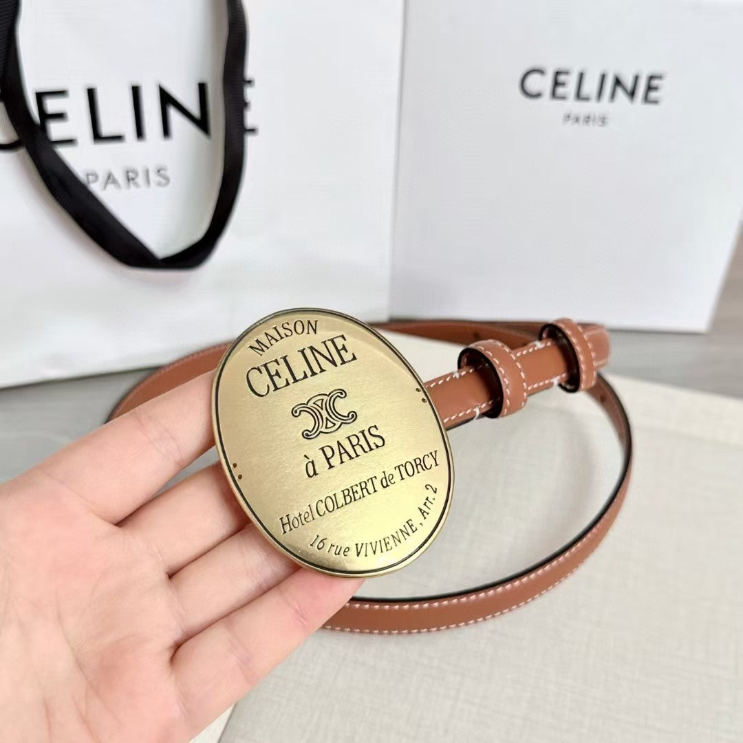 Celine Paris Belt With Signature Round Buckle