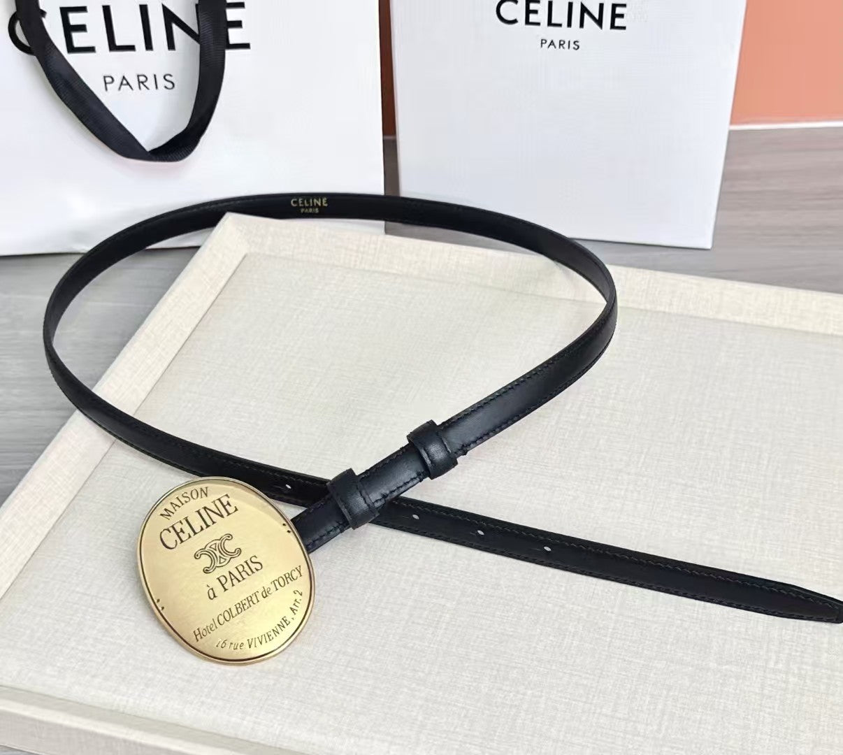 Celine Paris Belt With Signature Round Buckle