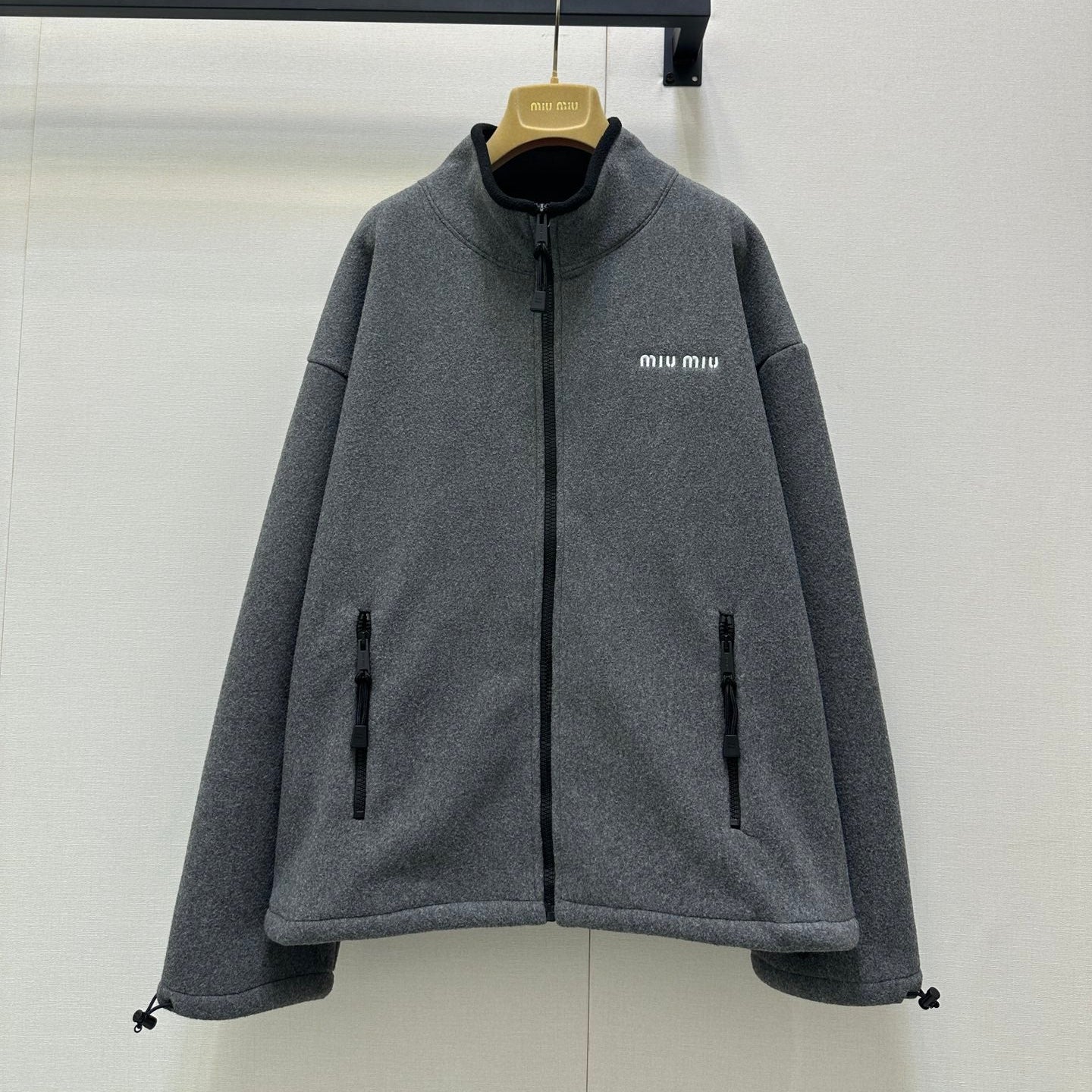 Miumiu 2026 Fleece Sweatshirt Grey Polyester