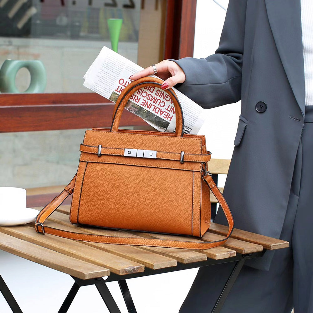 Sac à Épaule Carré en Cuir Véritable