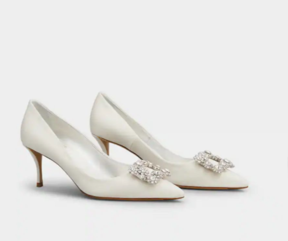 Roger Vivier Efflorescence Pumps 65mm White Silk Blend Satin