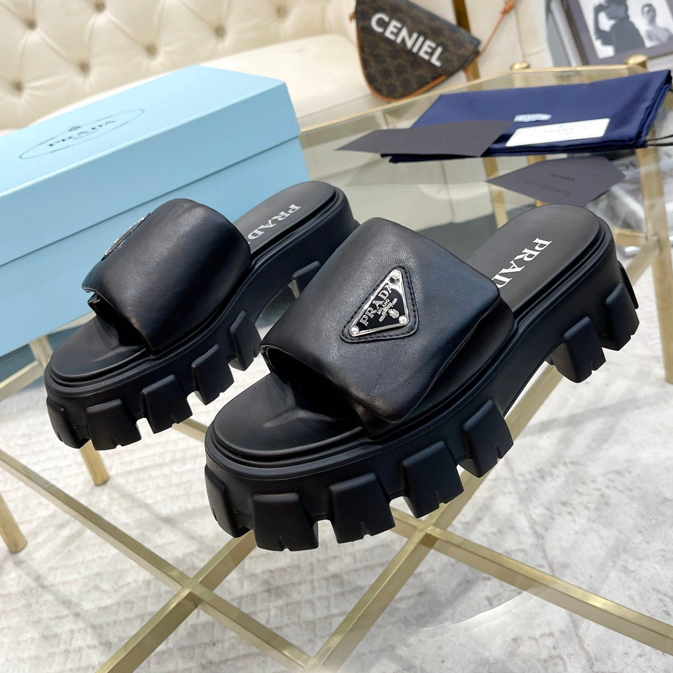 Prada 2026 Soft Padded Nappa Sandals 55mm Leather 778931
