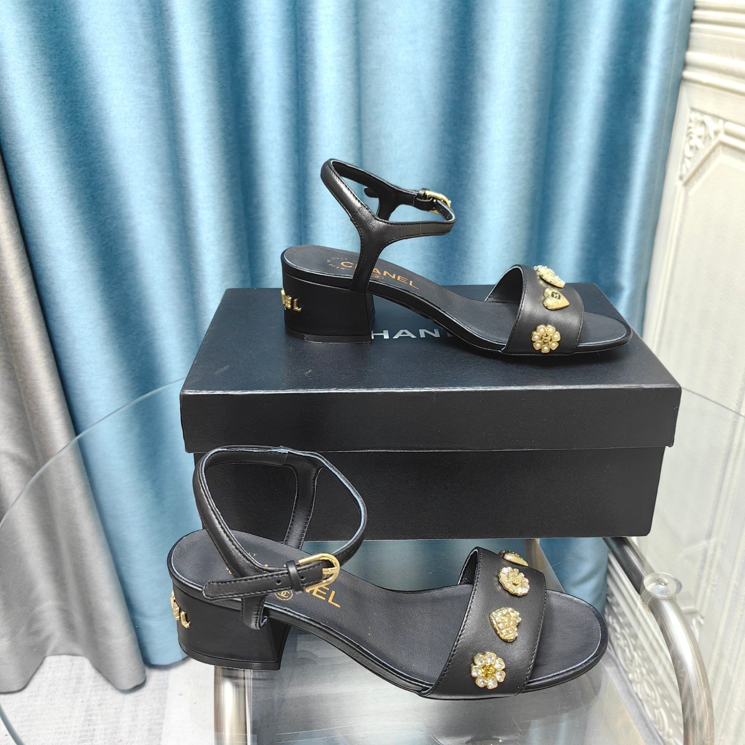 Chanel 2026 Double C Chunky Heel Sandal Lambskin 711130
