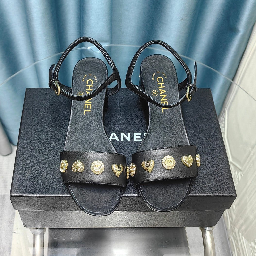 Chanel 2026 Double C Chunky Heel Sandal Lambskin 711130