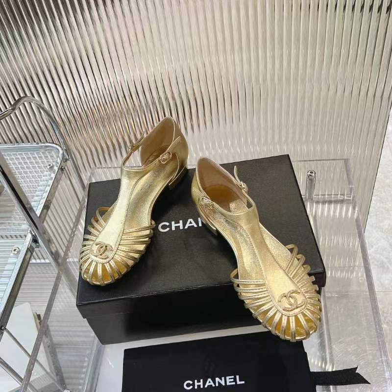 Chanel 2026 Interlocking CC T-Strap Sandals Leather 791132