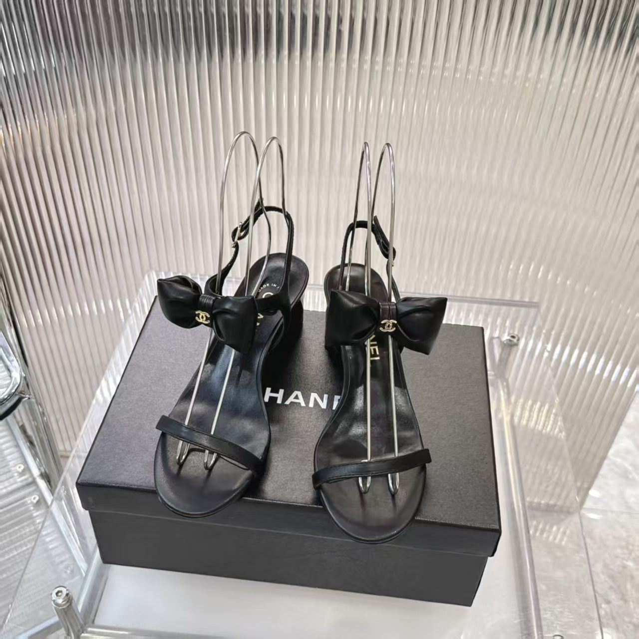 Chanel 2026 Bow-Accented Sandals Block Heel 55mm Sheepskin Leather 791153