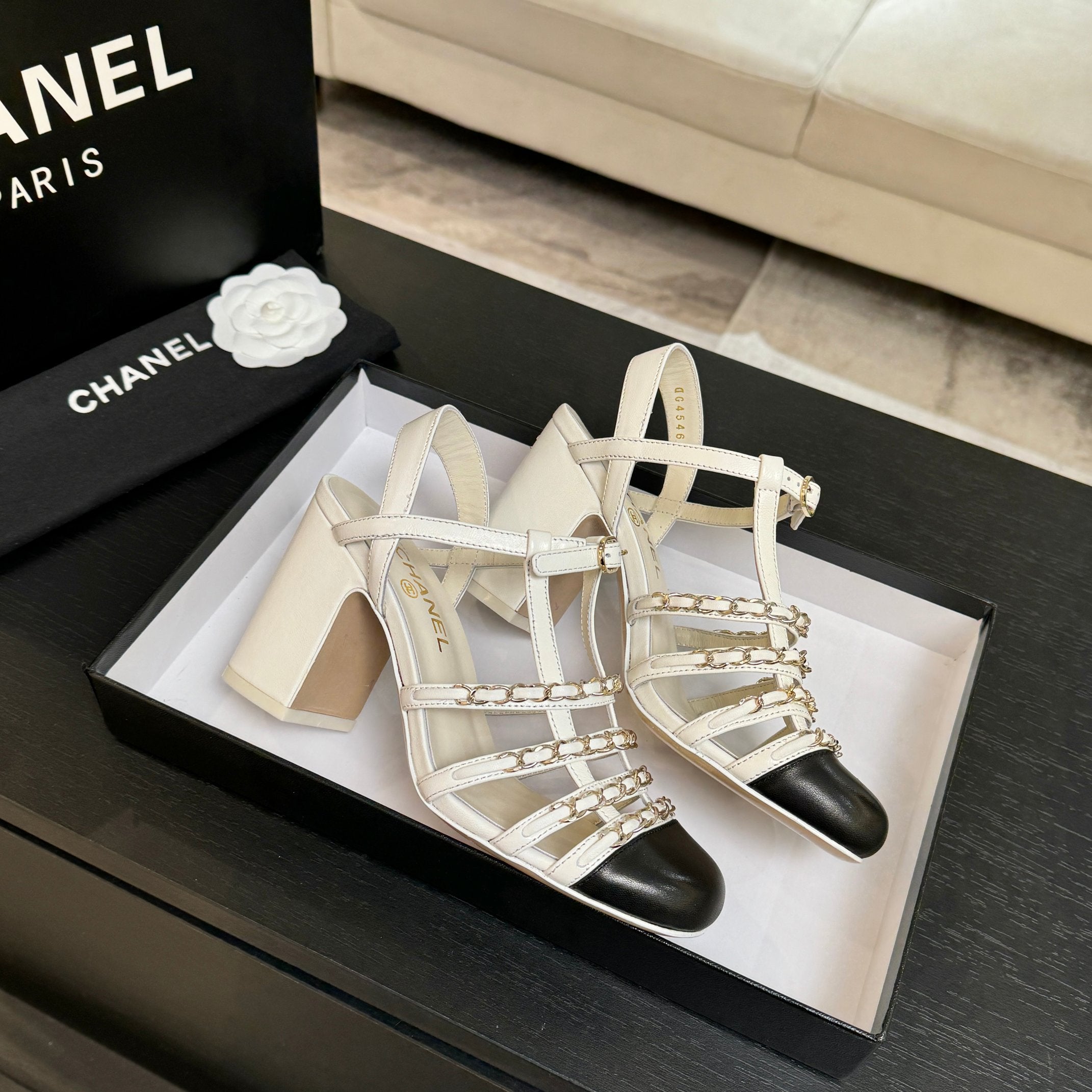 CC 2026 Chunky Heel Sandals 75 Genuine Leather