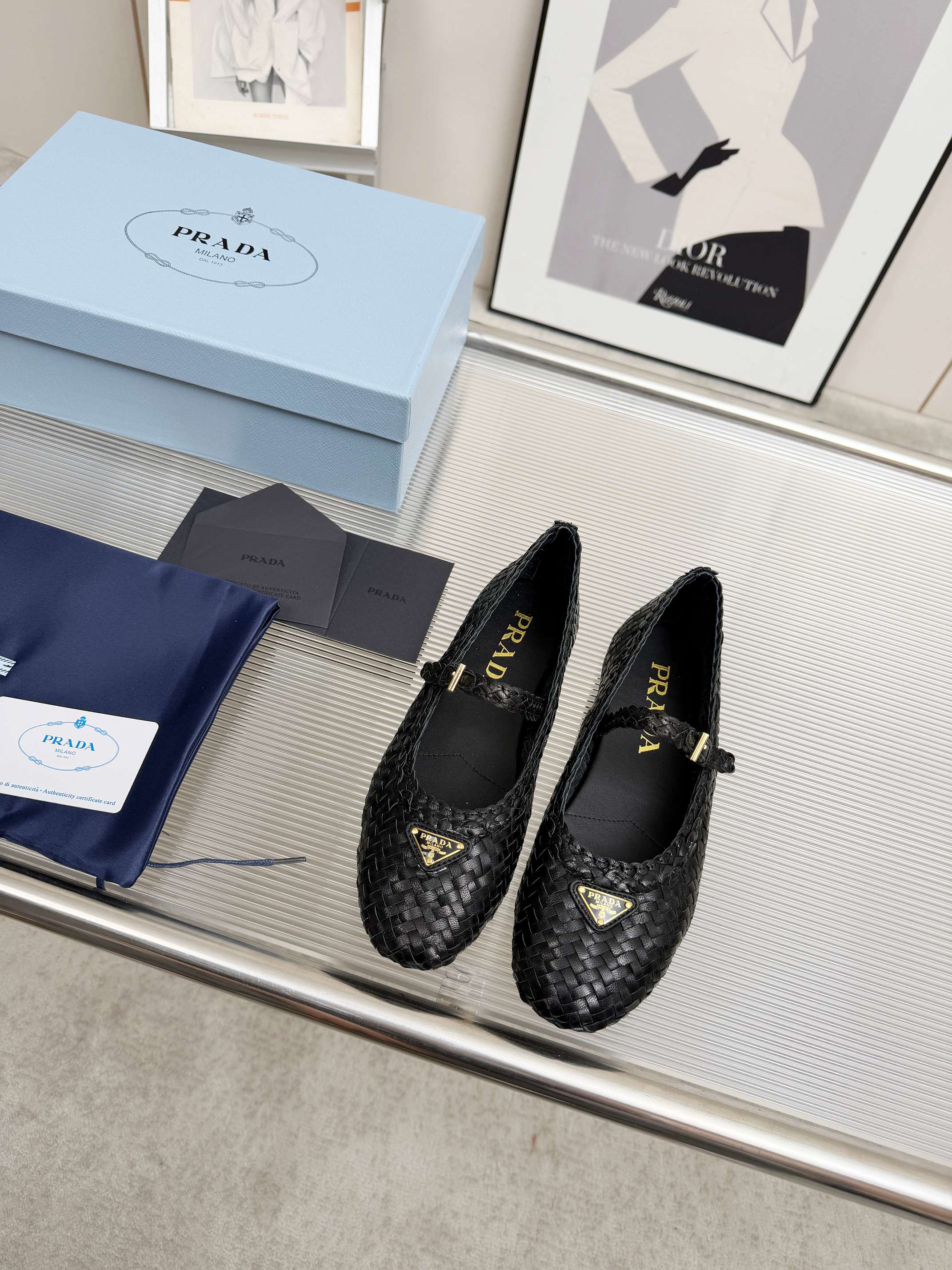 Prada 2026 Ballet Flat Woven Leather 715524