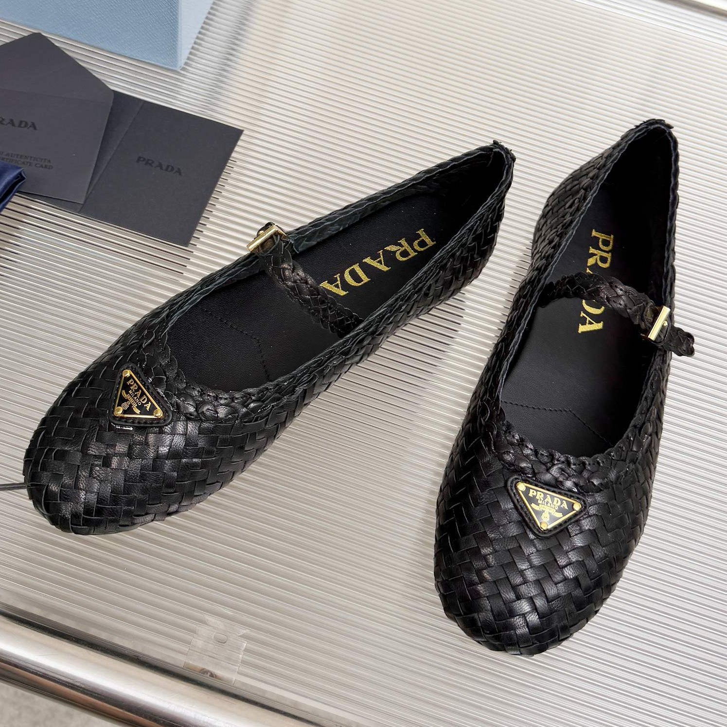 Prada 2026 Ballet Flat Woven Leather 715524