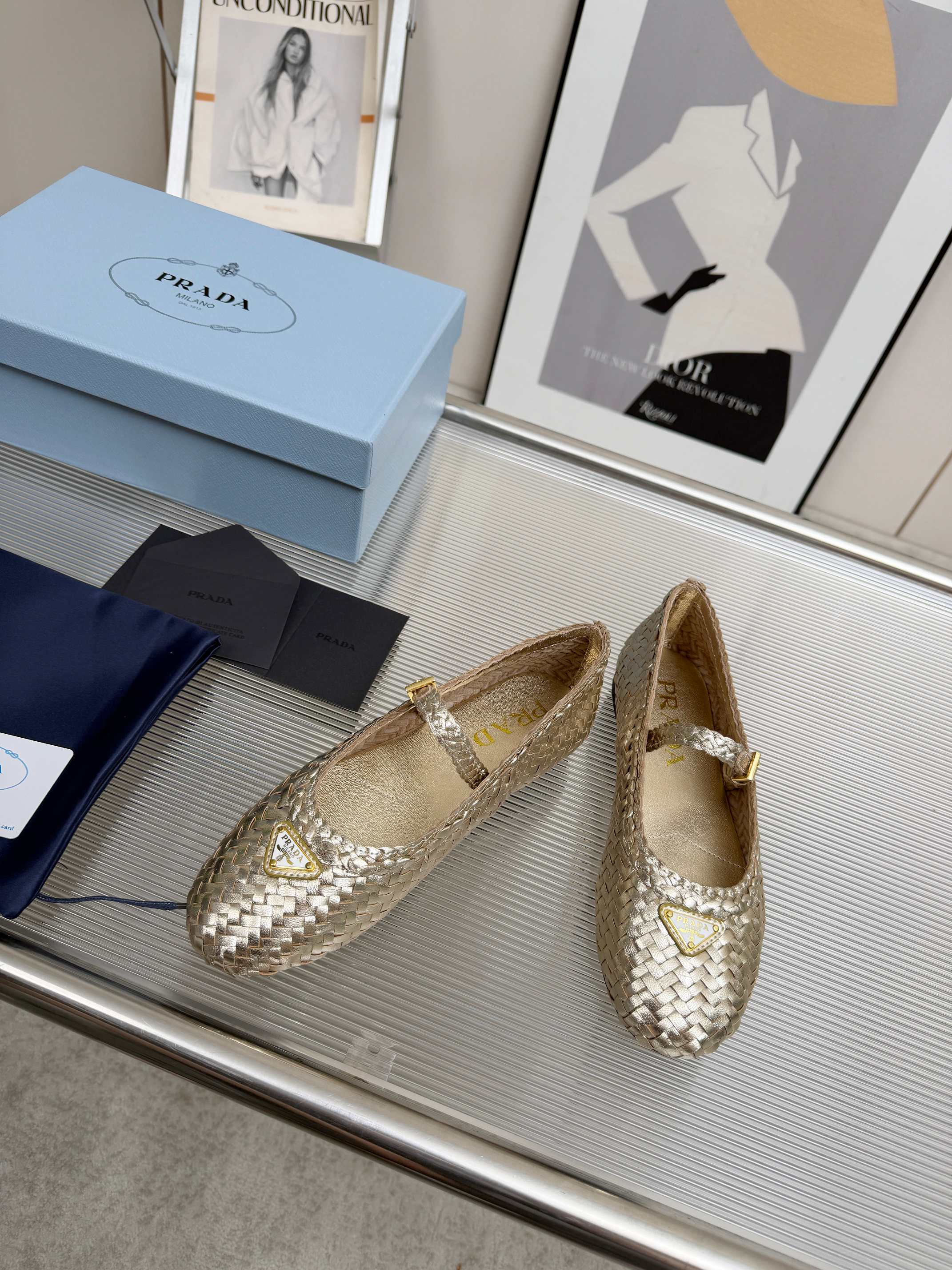 Prada 2026 Ballet Flat Woven Leather 715524