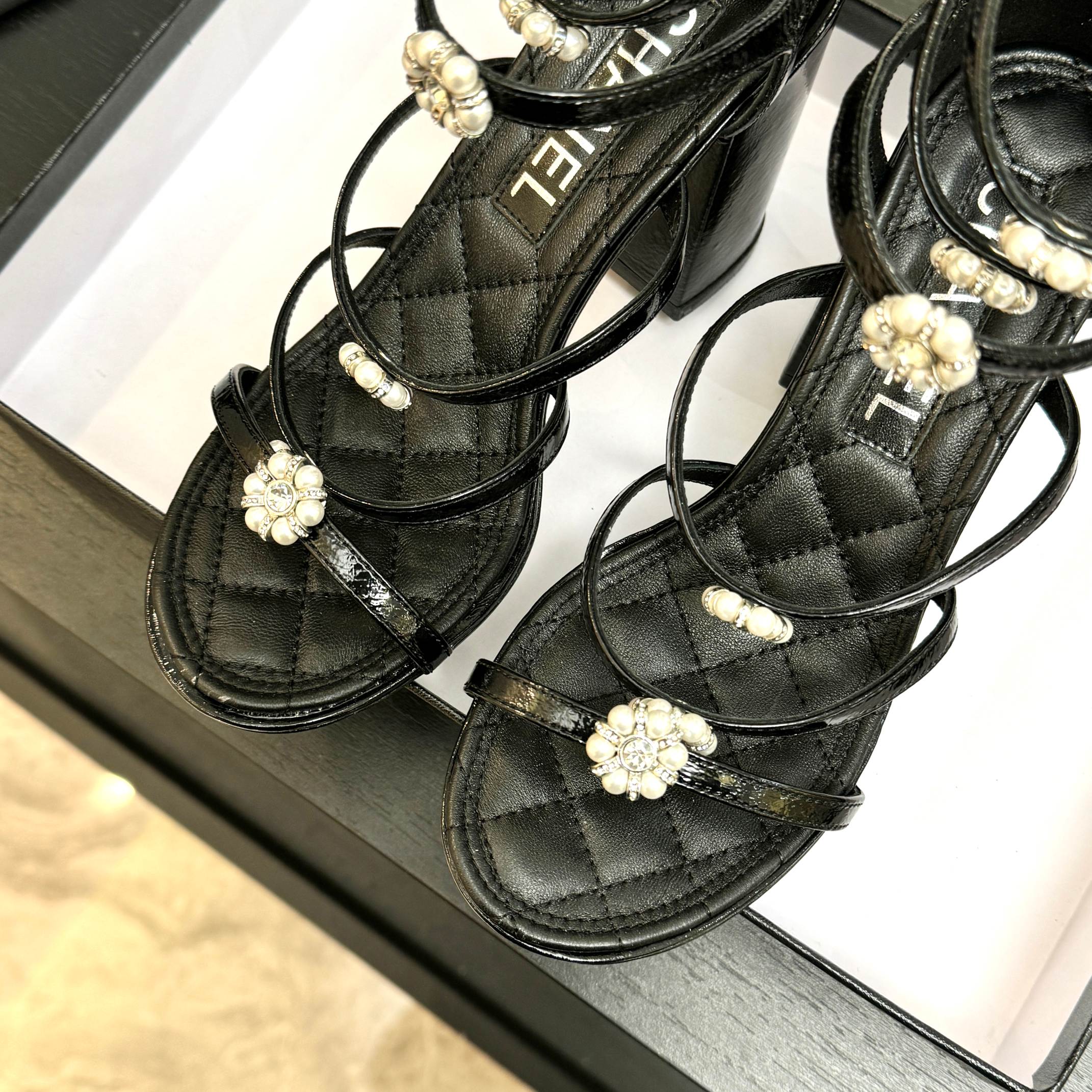 CC 2026 Camellia Chunky Heeled Sandals  80 Cowhide