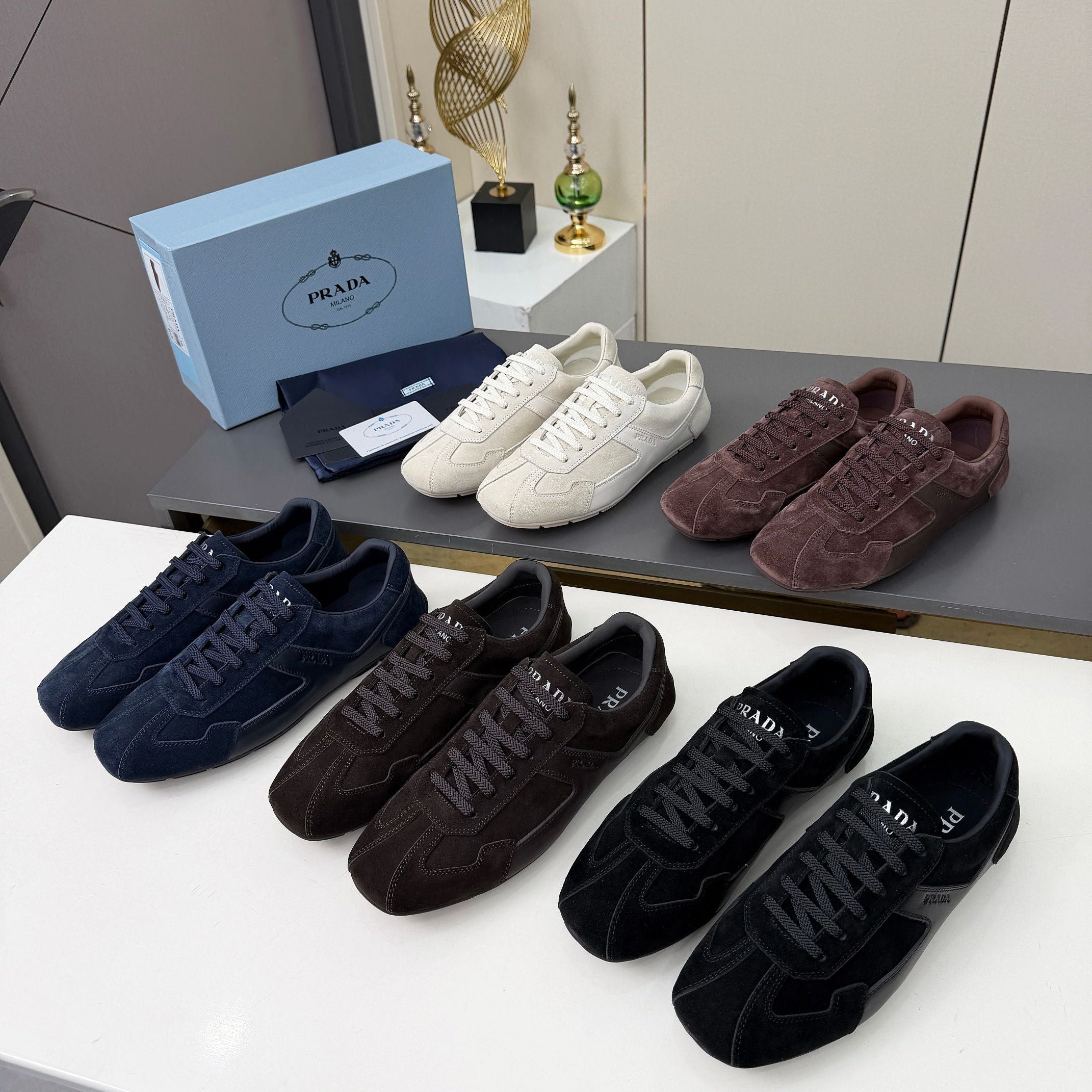 Prada 2026 Casual Sneakers Sheepskin Suede 732935