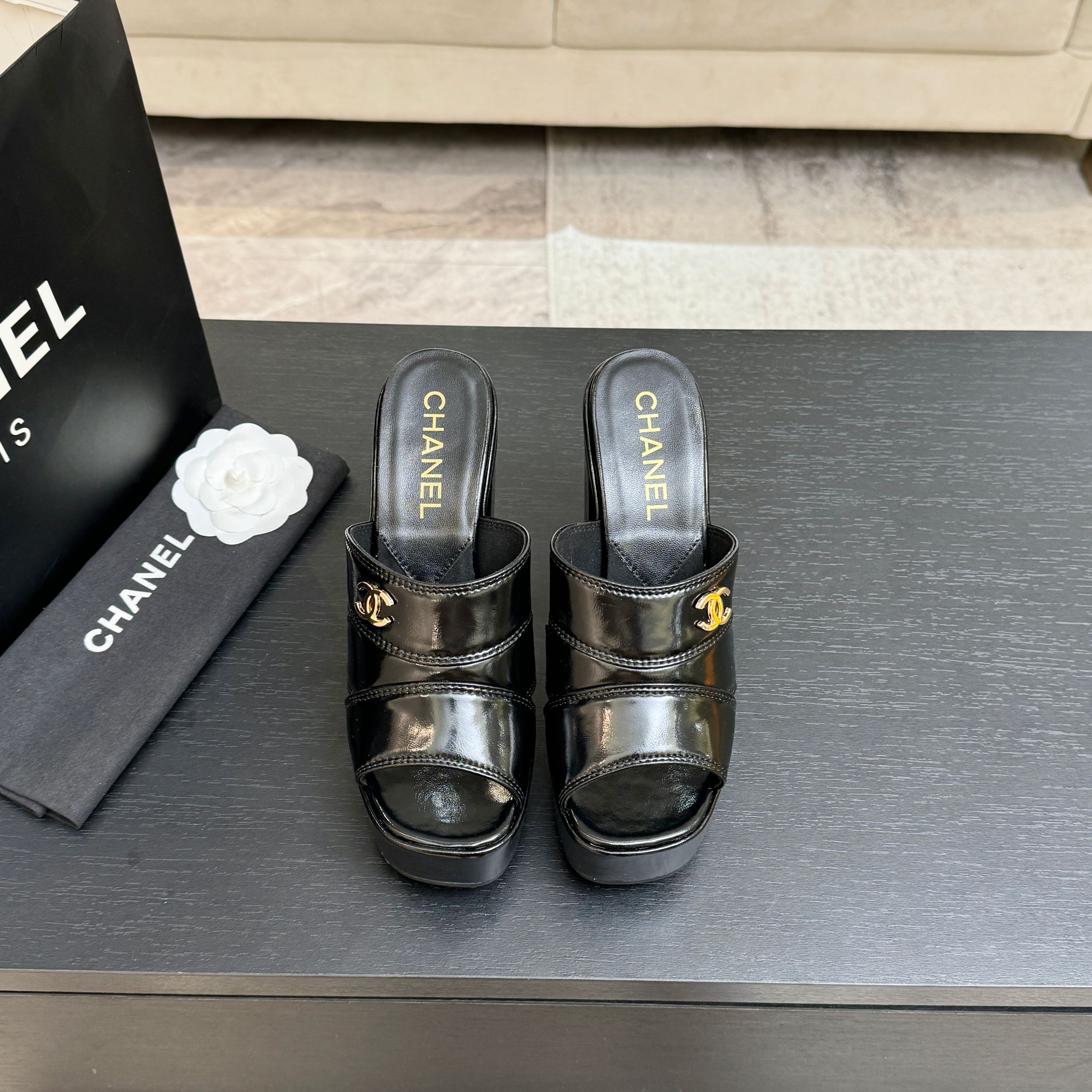 Chanel 2026 Waterproof Platform High-Heeled Sandal 12.5cm Cowhide 673063