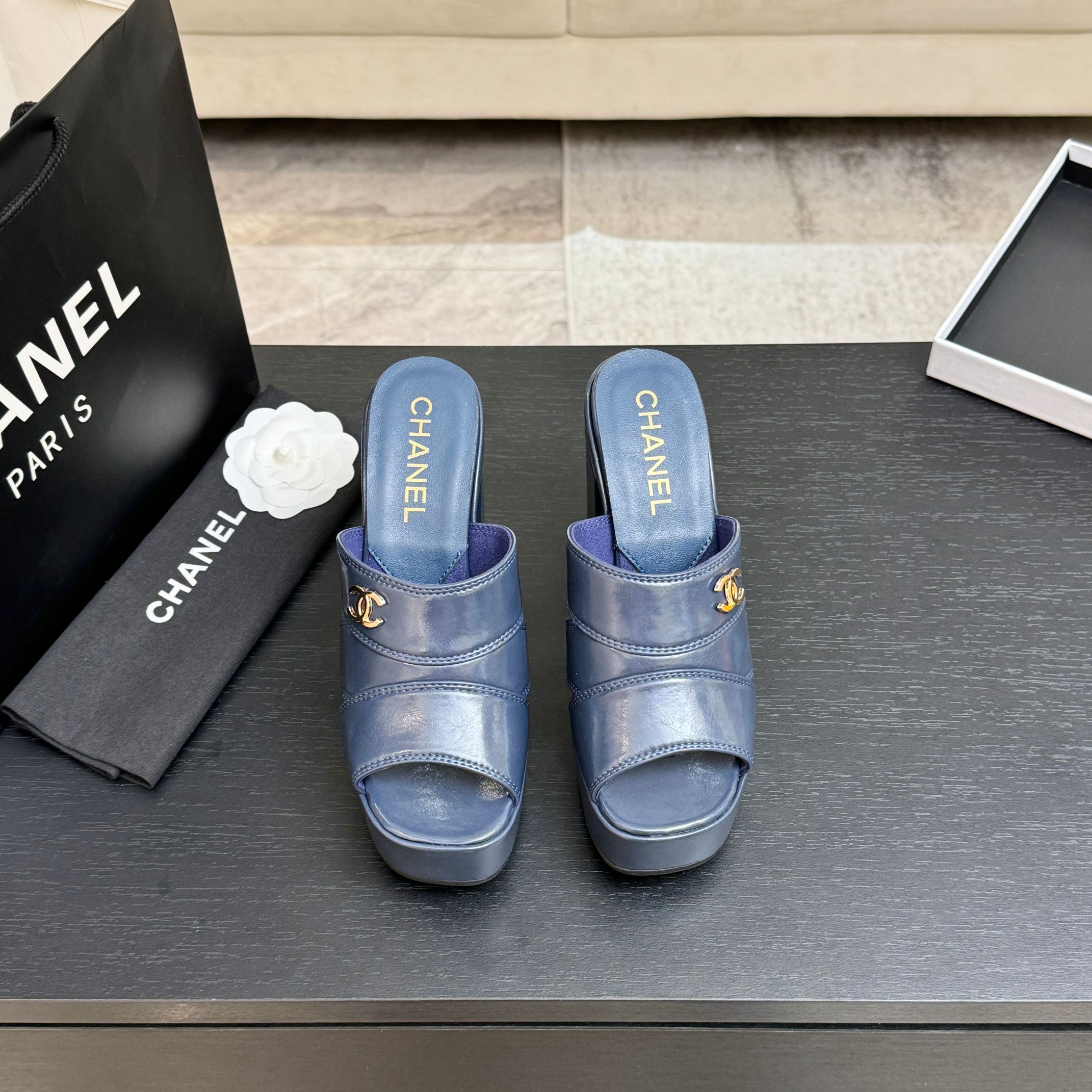 Chanel 2026 Waterproof Platform High-Heeled Sandal 12.5cm Cowhide 673063