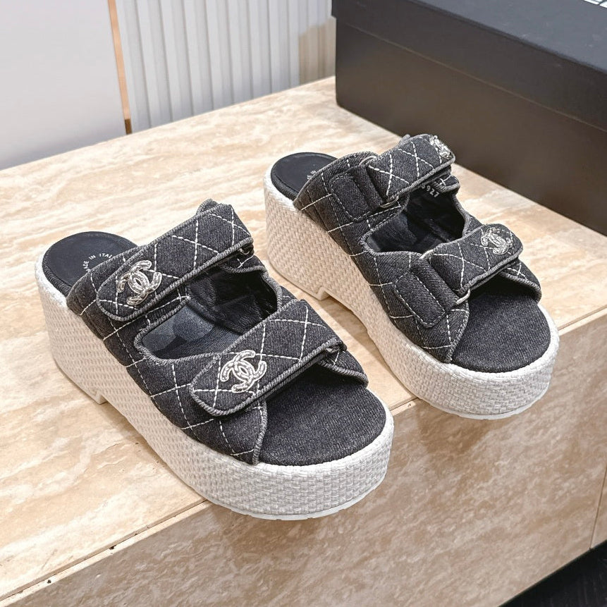 Chanel 2026 Denim Platform Sandal 60mm Leather 899048