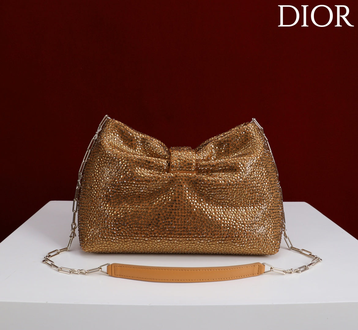 Dior 2026 Strass Embellished Bow Bag Leather 160744