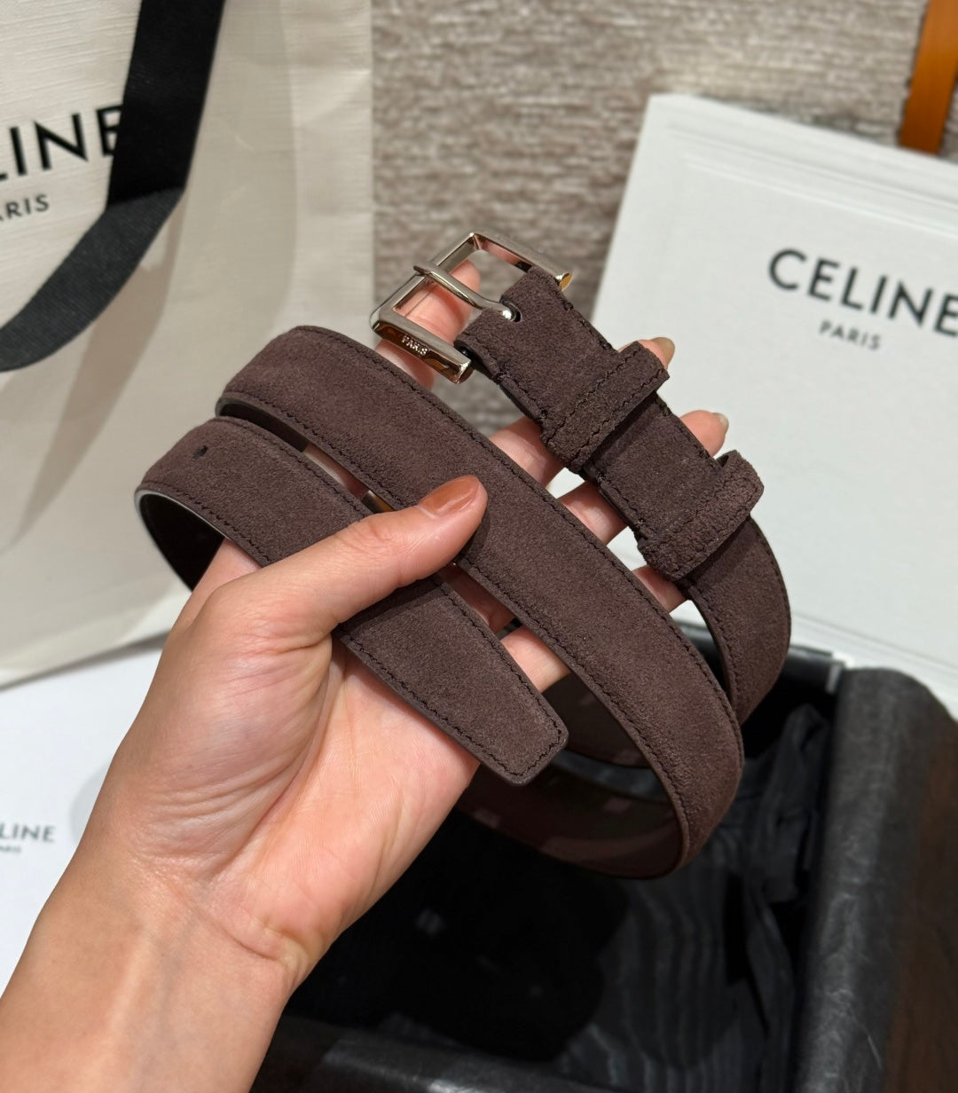 Celine 2026 Arc de Triomphe Belt 2.5cm Suede Cowhide