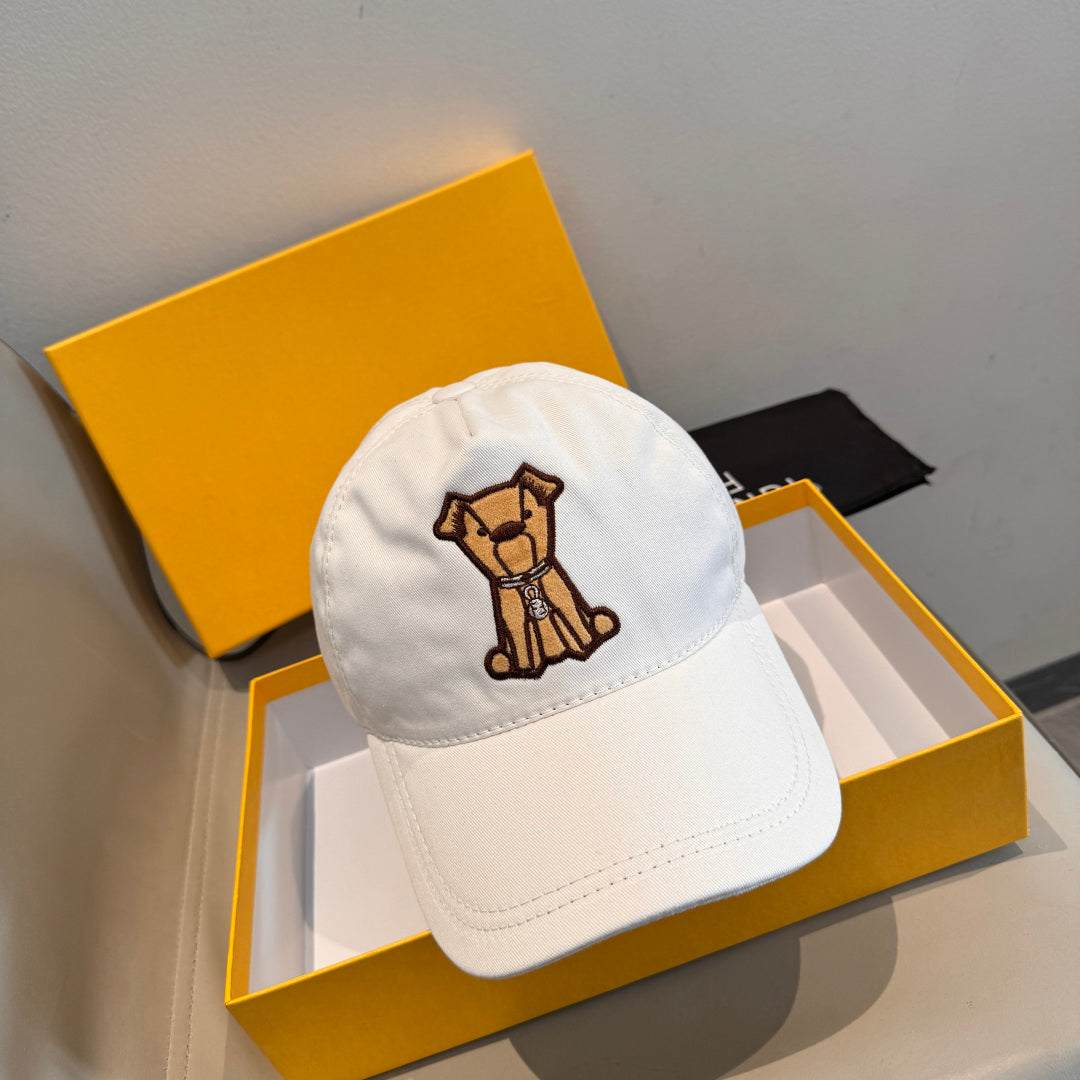 Fendi Baseball Cap with Dog Embroidery 295235