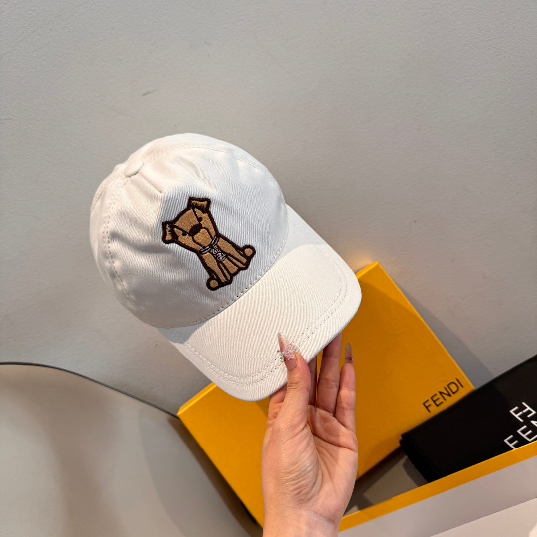 Fendi Baseball Cap with Dog Embroidery 295235