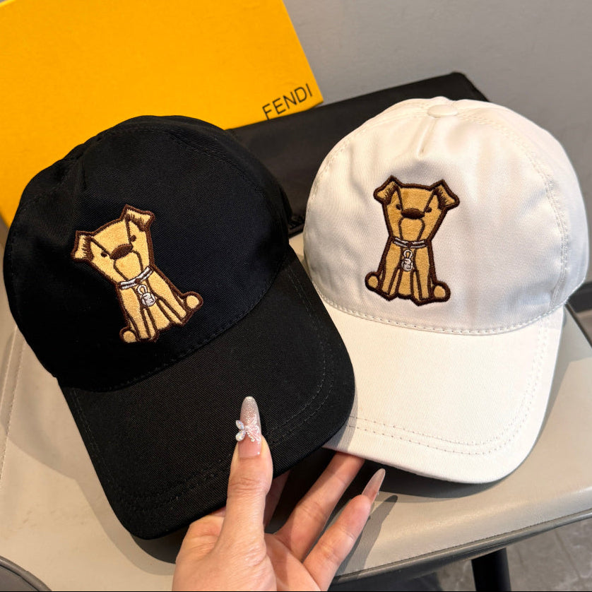 Fendi Baseball Cap with Dog Embroidery 295235