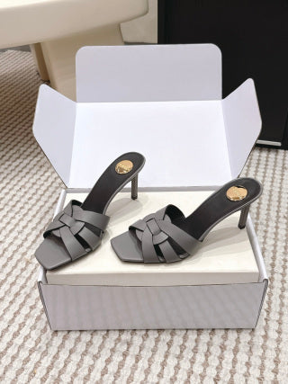 YSL 26ss High-Heeled Slippers 75 Calfskin
