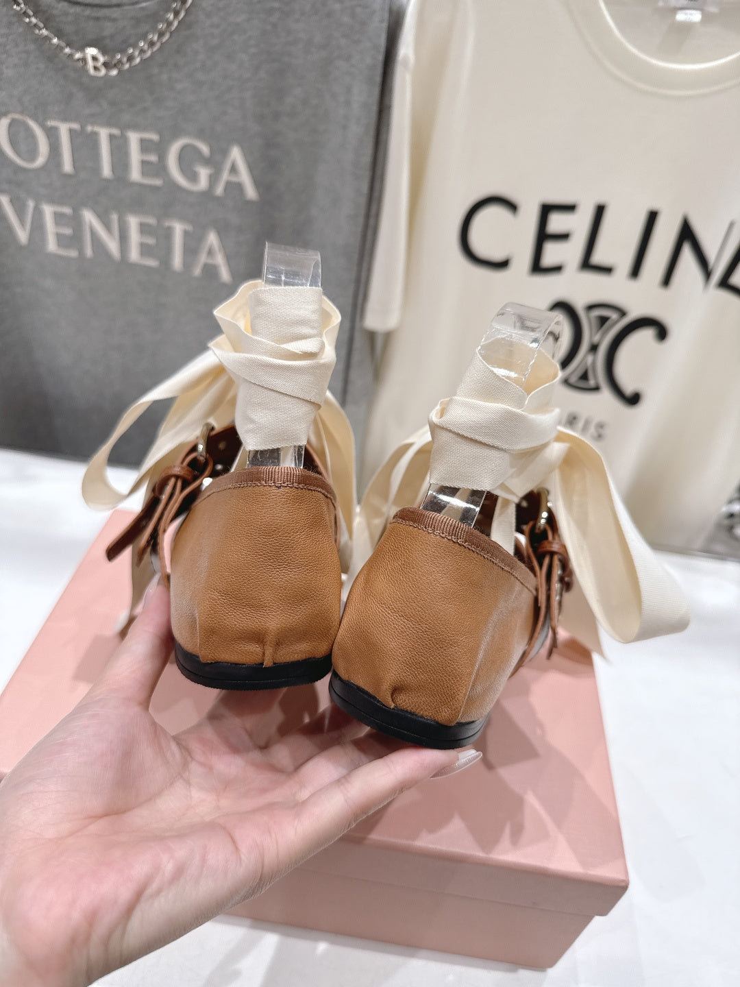 Miumiu 26ss Fairy Style Ballet Flats Satin Cowhide