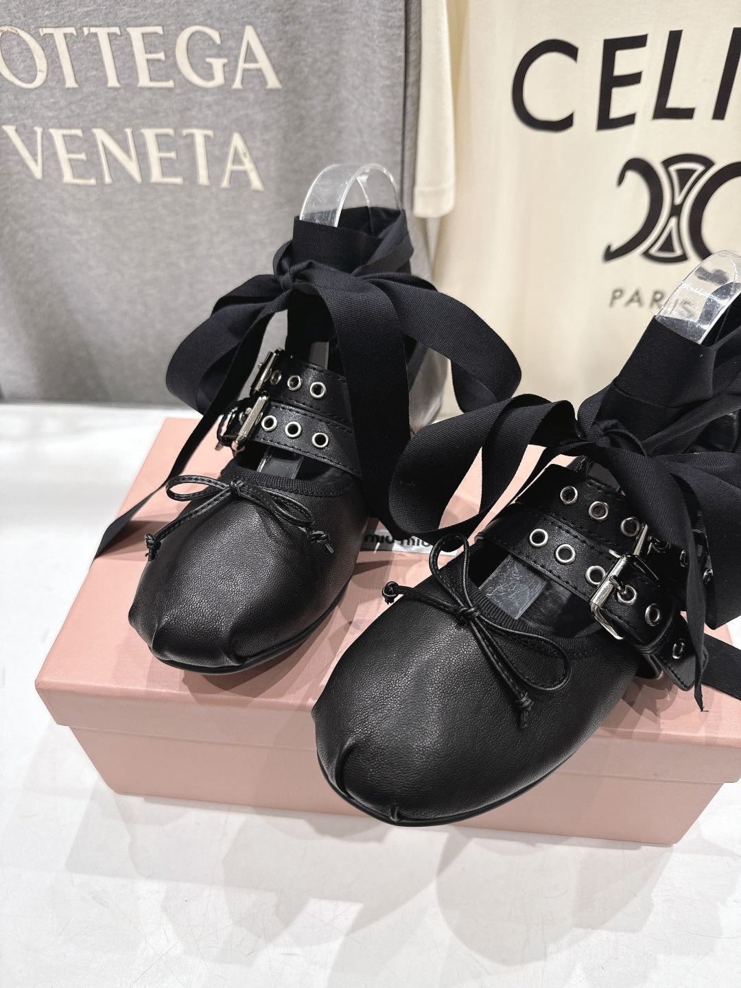 Miumiu 26ss Fairy Style Ballet Flats Satin Cowhide