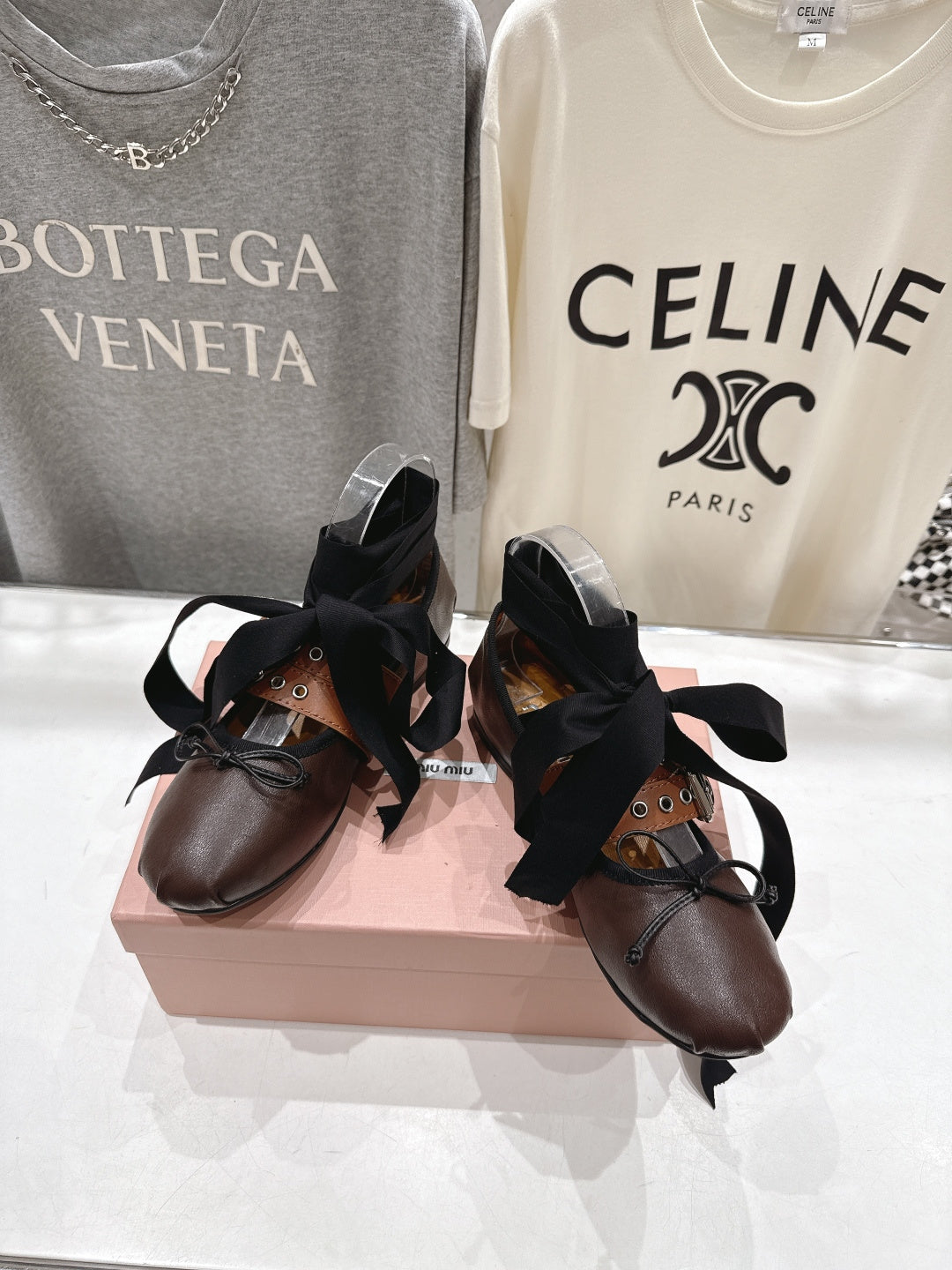 Miumiu 26ss Fairy Style Ballet Flats Satin Cowhide