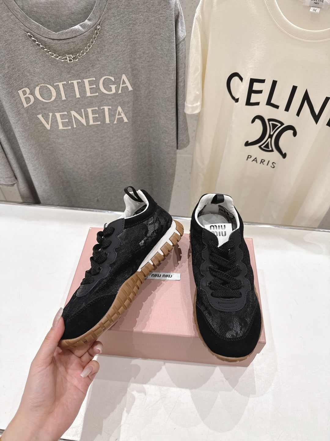 Miumiu 26ss Sneaker Lace Fabric Suede 713082