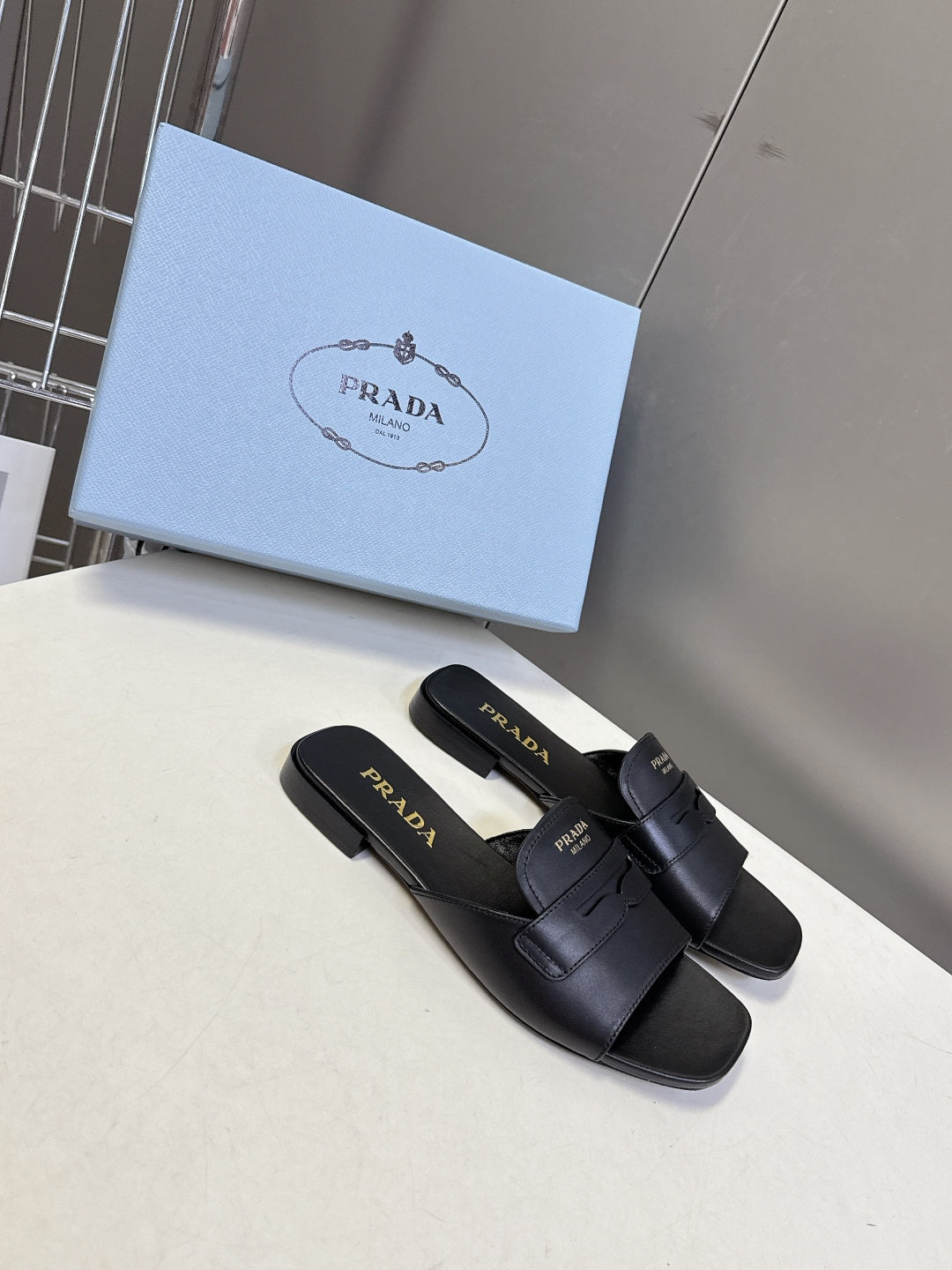 Prada 2026 Square Toe Slide Leather 717526