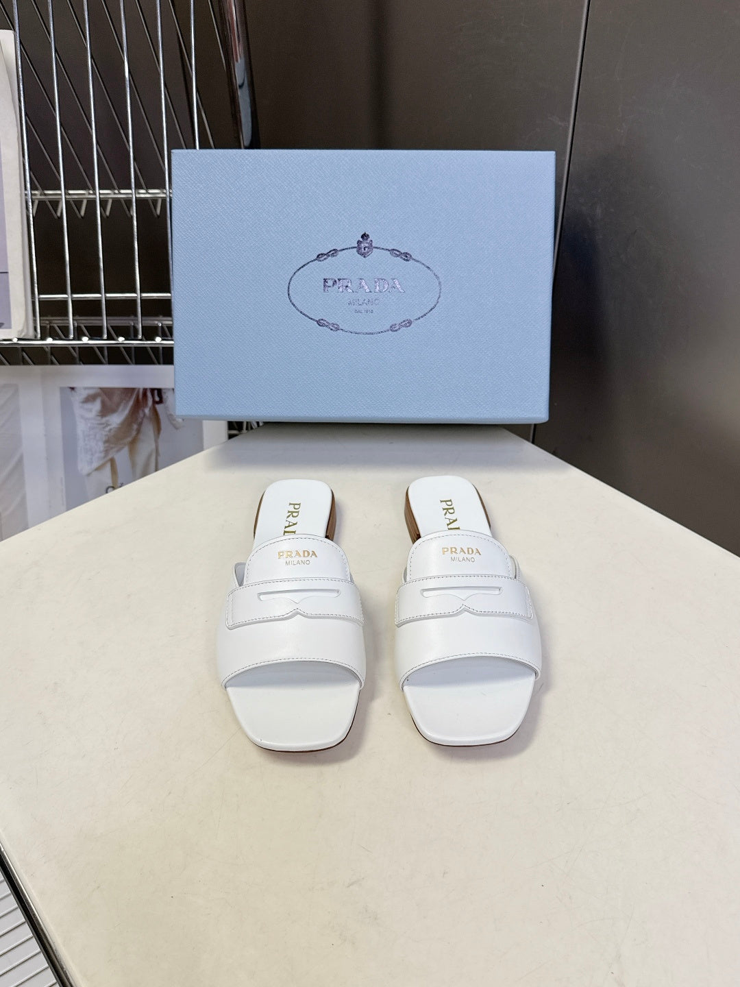Prada 2026 Square Toe Slide Leather 717526