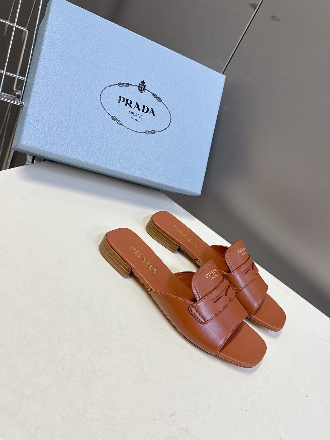 Prada 2026 Square Toe Slide Leather 717526