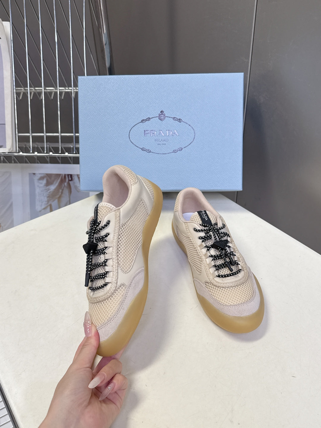 Prada 2026 Speedrock Mesh Fabric Sneaker Mesh Leather 717530