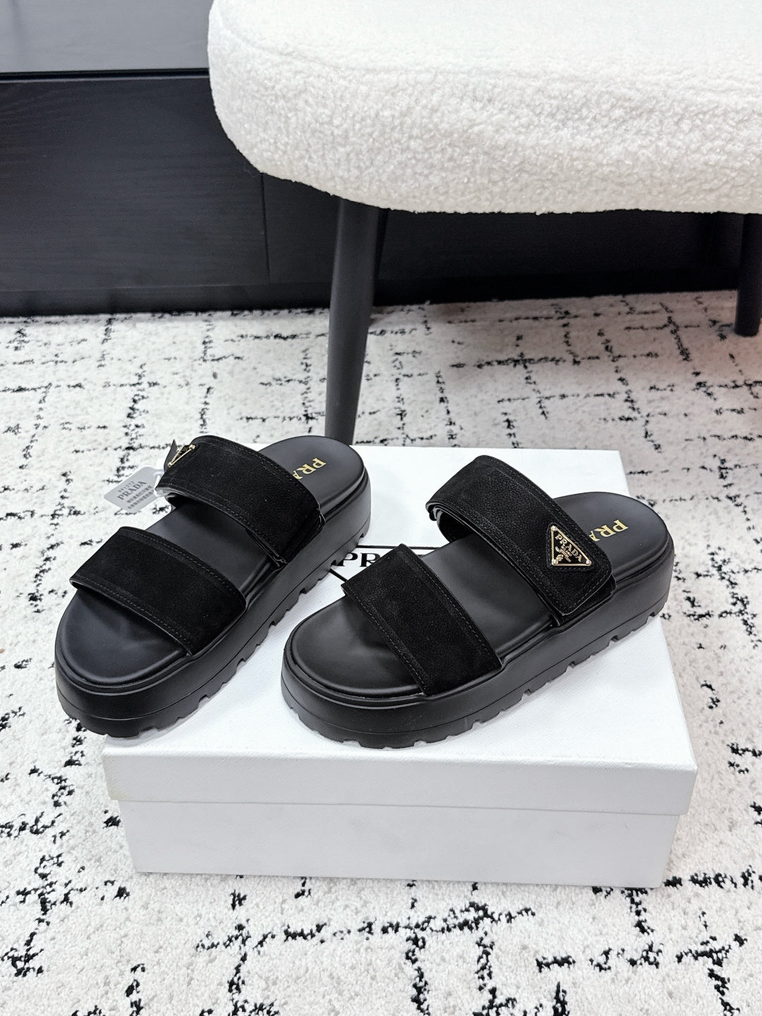 Prada 2026 Fussbett Flatform Slide Sandal 50mm Cowhide 769818